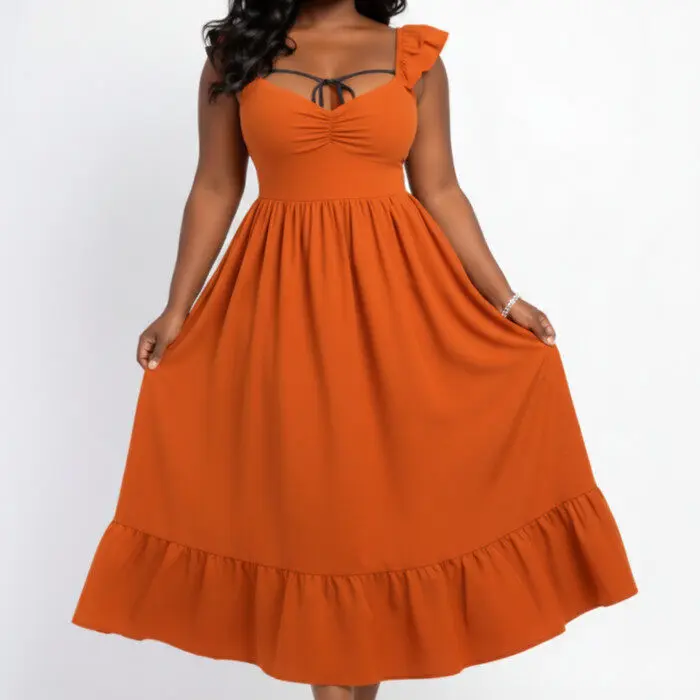 vestido midi terracota