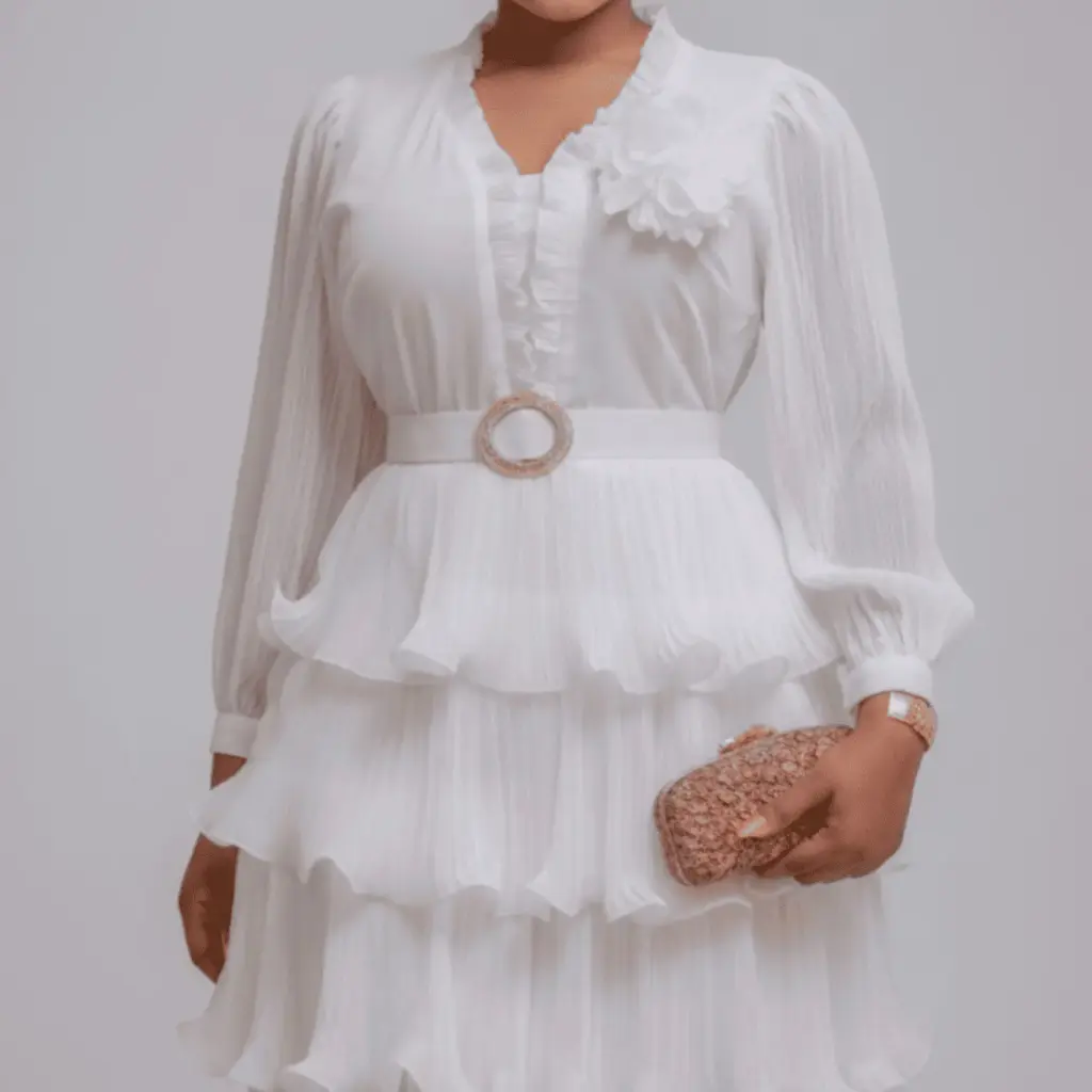 Vestido Midi Plissado em Camadas